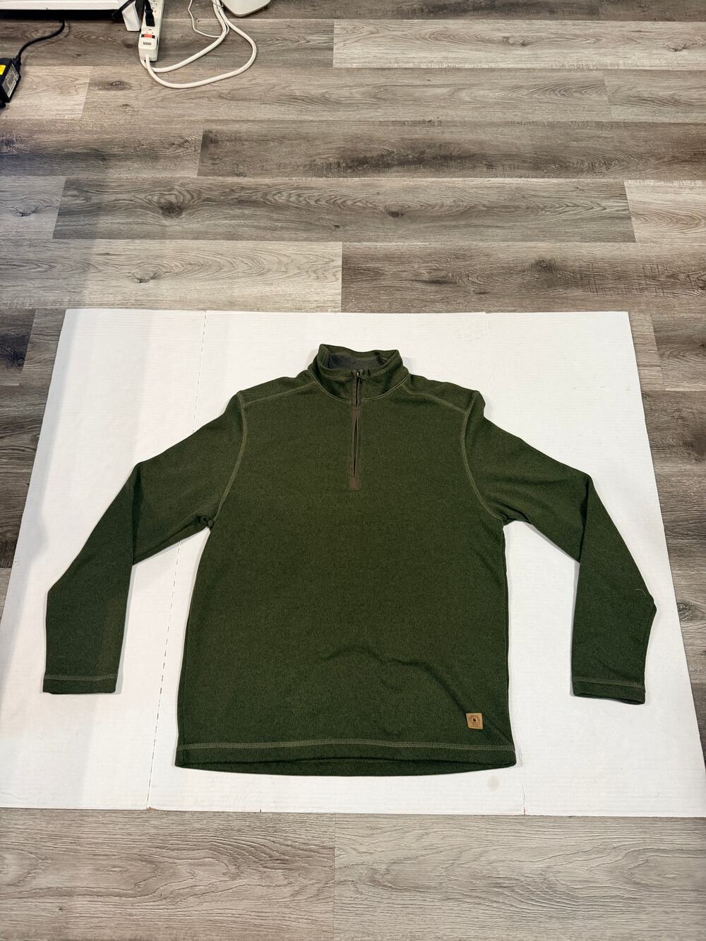 G.H. Bass Mens M Sherpa Lined 1/4 Zip Pullover Sweater Fleece Olive Green